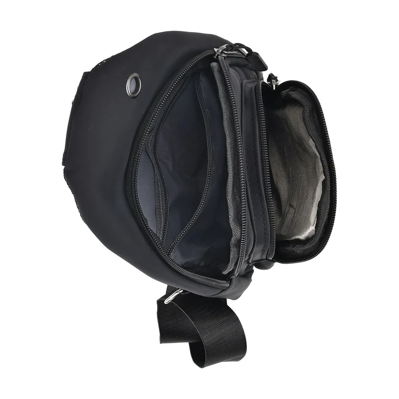 RFID Nylon-Slingbag mit Kopfhöreröffnung, 17x8x30,5 cm, Maße: 17x8x30,5 cm, Blau