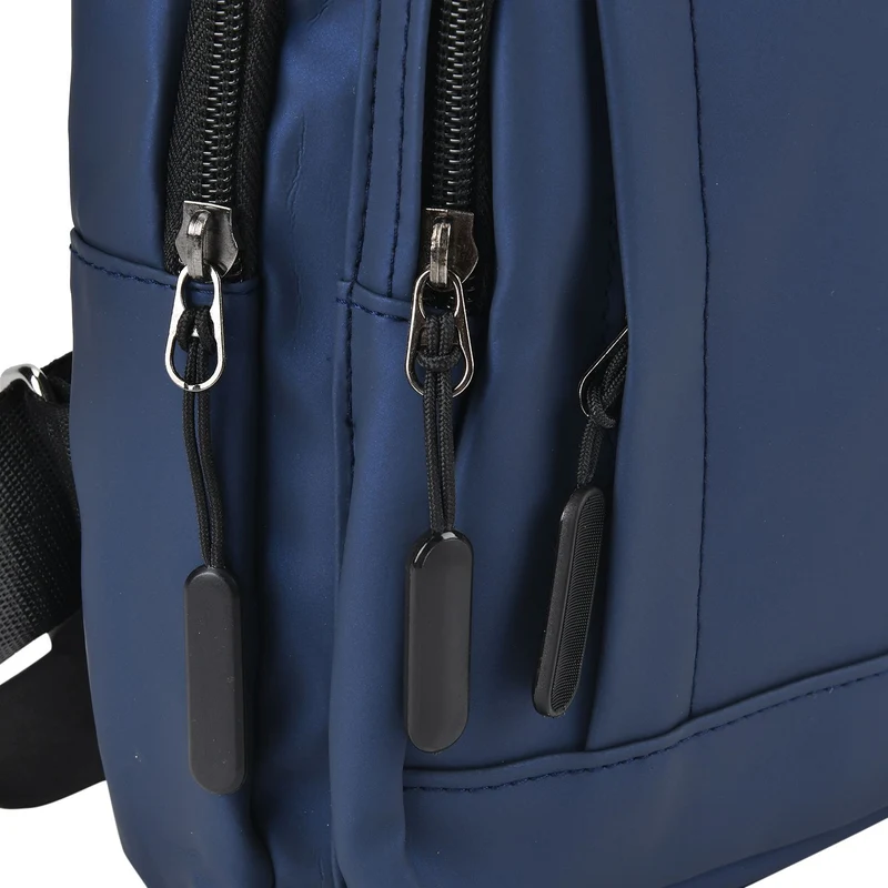 RFID Nylon-Slingbag mit Kopfhöreröffnung, 17x8x30,5 cm, Maße: 17x8x30,5 cm, Blau