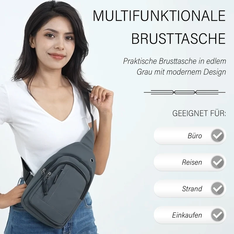 RFID Nylon-Slingbag mit Kopfhöreröffnung, 17x8x30,5 cm, Maße: 17x8x30,5 cm, Blau
