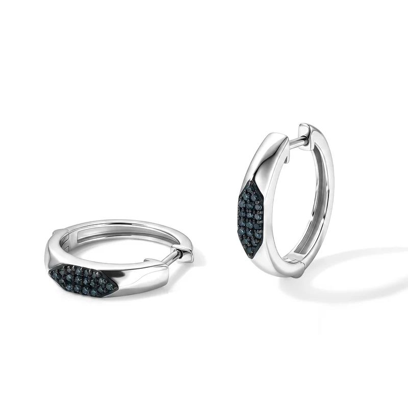 D'Joy blaue Diamant Ohrringe, 925 Silber rhodiniert - 0,23 ct.
