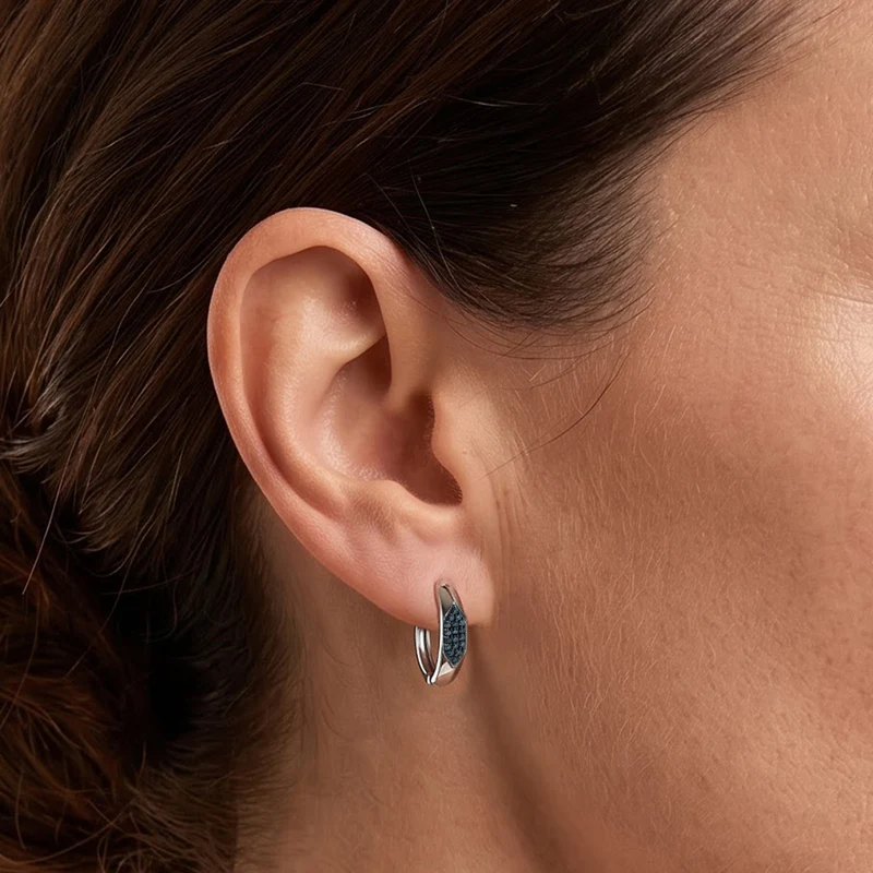 D'Joy blaue Diamant Ohrringe, 925 Silber rhodiniert - 0,23 ct.