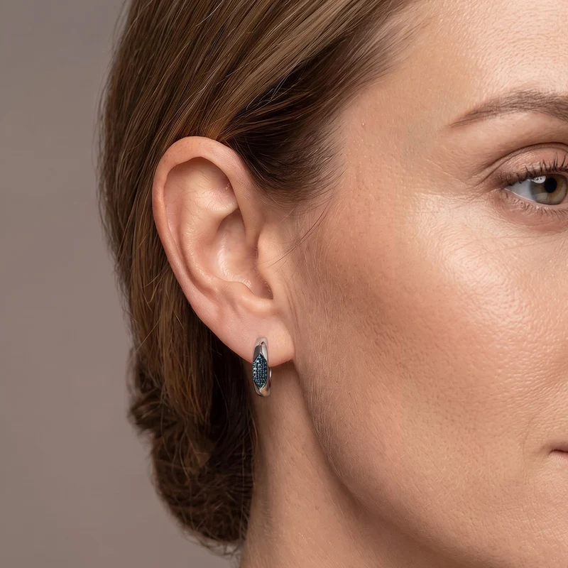 D'Joy blaue Diamant Ohrringe, 925 Silber rhodiniert - 0,23 ct.