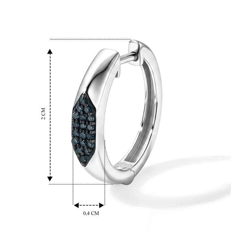 D'Joy blaue Diamant Ohrringe, 925 Silber rhodiniert - 0,23 ct.