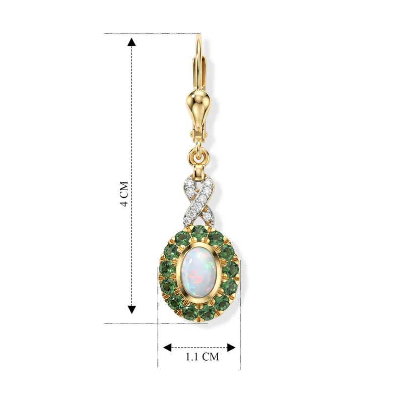 D'Joy AAA Natürlicher, äthiopischer Welo Opal, Kagem Sambischer Smaragd Ohrringe 925 Silber 585 Vergoldet ca. 1.59 ct