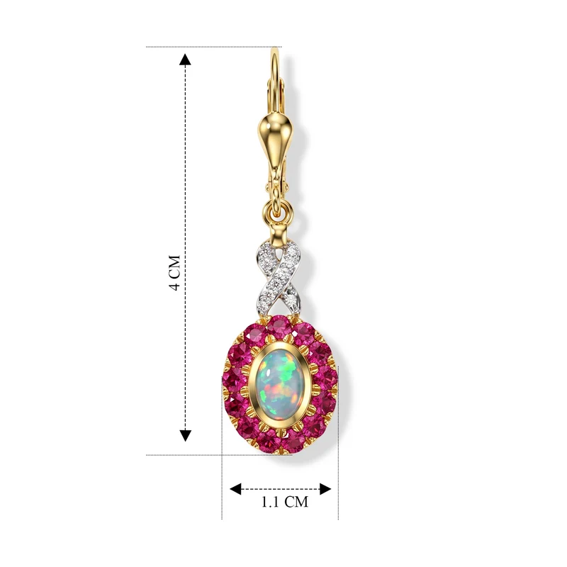 D'Joy AAA Natürlicher, äthiopischer Welo Opal, Kagem Sambischer Smaragd Ohrringe 925 Silber 585 Vergoldet ca. 1.59 ct