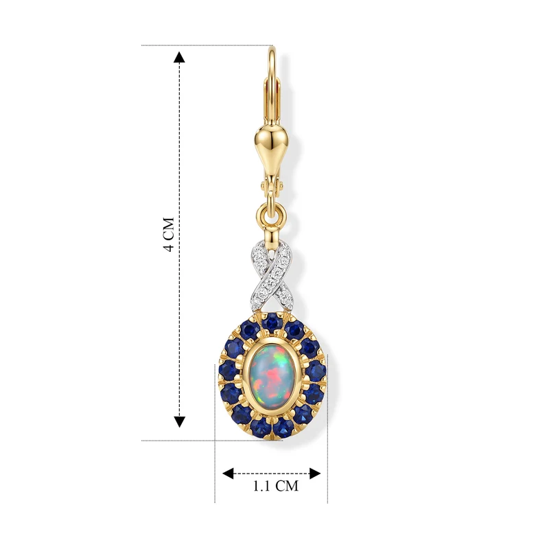 D'Joy AAA Natürlicher, äthiopischer Welo Opal, Kagem Sambischer Smaragd Ohrringe 925 Silber 585 Vergoldet ca. 1.59 ct