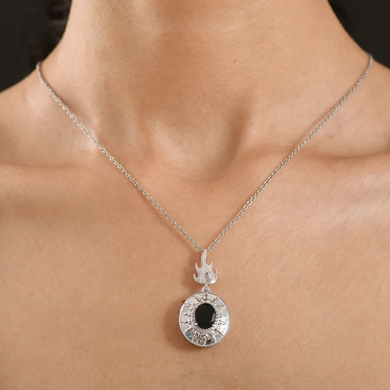 EVER TRUE AA Natürlich Schwarzer Obsidian, Weißer Zirkon Schmuckset ca. 50 cm ca. 2.32 ct