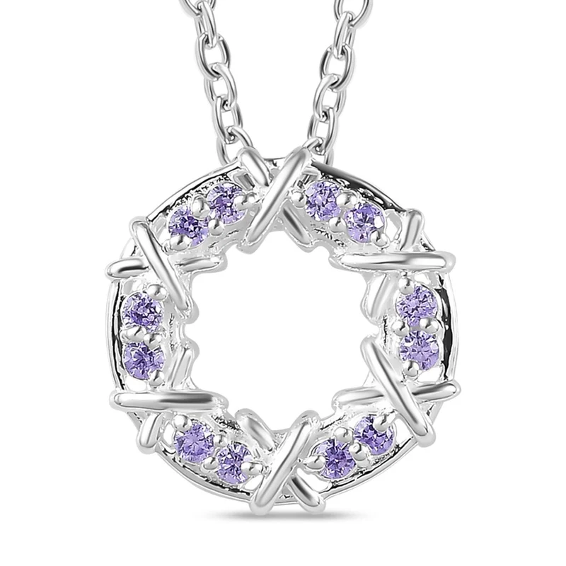 LUSTRO STELLA - Blauer Zirkonia Anhänger mit Kette ca. 50 cm, 925 Silber und 316L Edelstahl