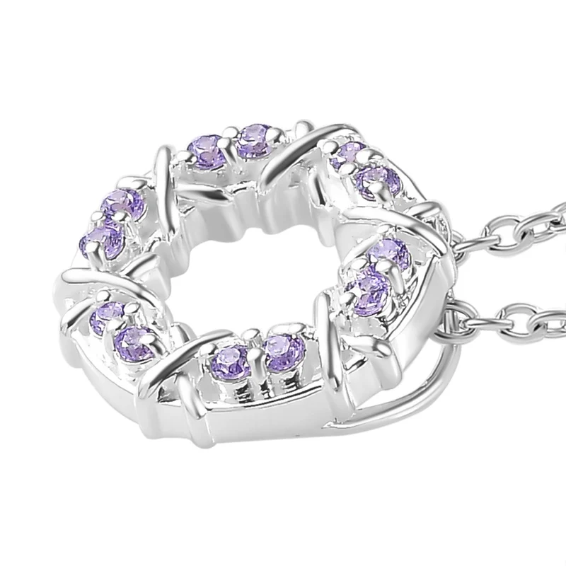 LUSTRO STELLA - Blauer Zirkonia Anhänger mit Kette ca. 50 cm, 925 Silber und 316L Edelstahl