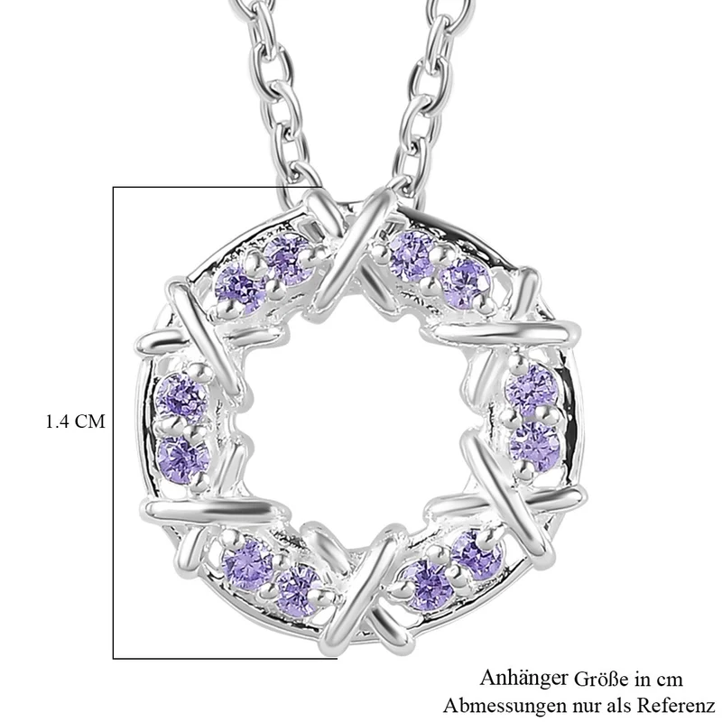 LUSTRO STELLA - Blauer Zirkonia Anhänger mit Kette ca. 50 cm, 925 Silber und 316L Edelstahl