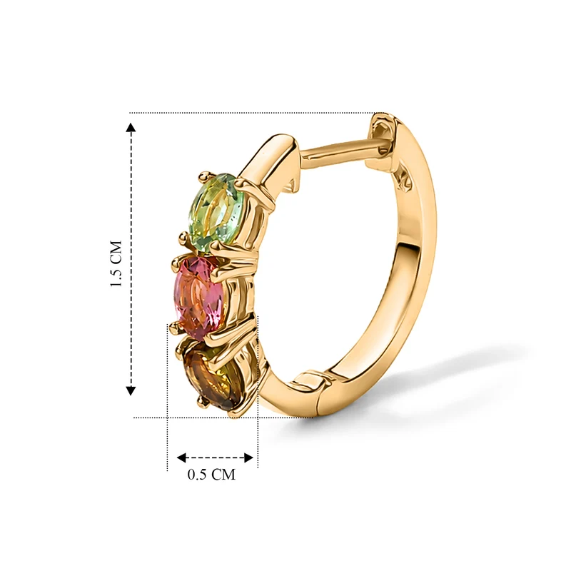 EVER TRUE AA Mehrfarbiger-Turmalin Ohrringe 950 Kupfer ca. 1.03 ct