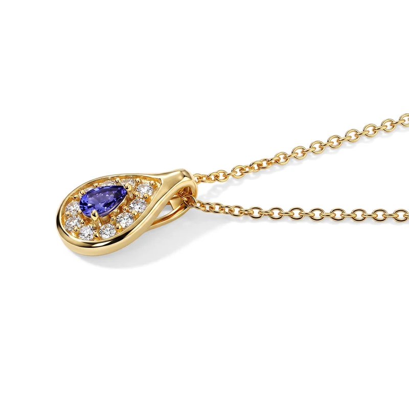 EVER TRUE AA Tansanit, Weißer Zirkon Anhänger mit Kette, ca. 50 cm ca. 1.09 ct
