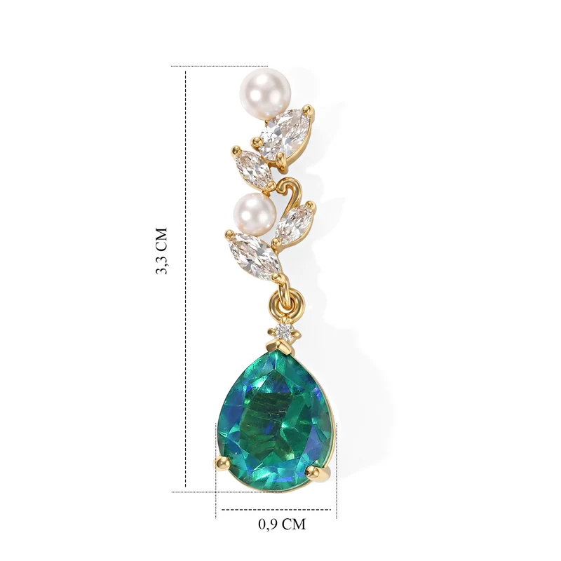 EVER TRUE Pfau Quarz Triplette, Süßwasser Perle (4-4.5mm) Ohrringe Nickelfreies Messing 9.08 ct