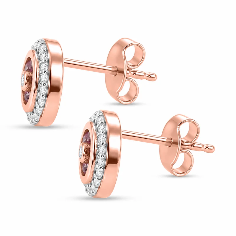 D'Joy Rosa Saphir und Zirkon Ohrringe, 925 Silber 750 Roségold Vermeil - 0,79 ct.