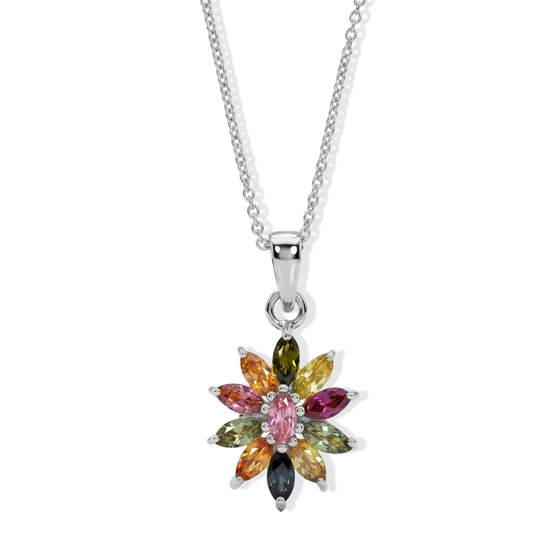 D'Joy AA Mehrfarbig-Turmalin Schmuckset ca. 50 cm 925 Silber Vergoldet ca. 0,85 ct.