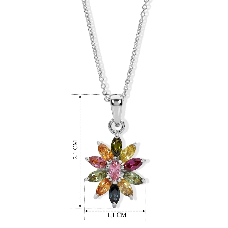 D'Joy AA Mehrfarbig-Turmalin Schmuckset ca. 50 cm 925 Silber Vergoldet ca. 0,85 ct.