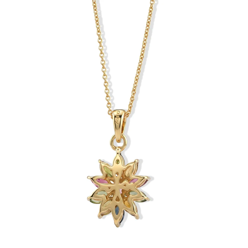 D'Joy AA Mehrfarbig-Turmalin Schmuckset ca. 50 cm 925 Silber Vergoldet ca. 0,85 ct.