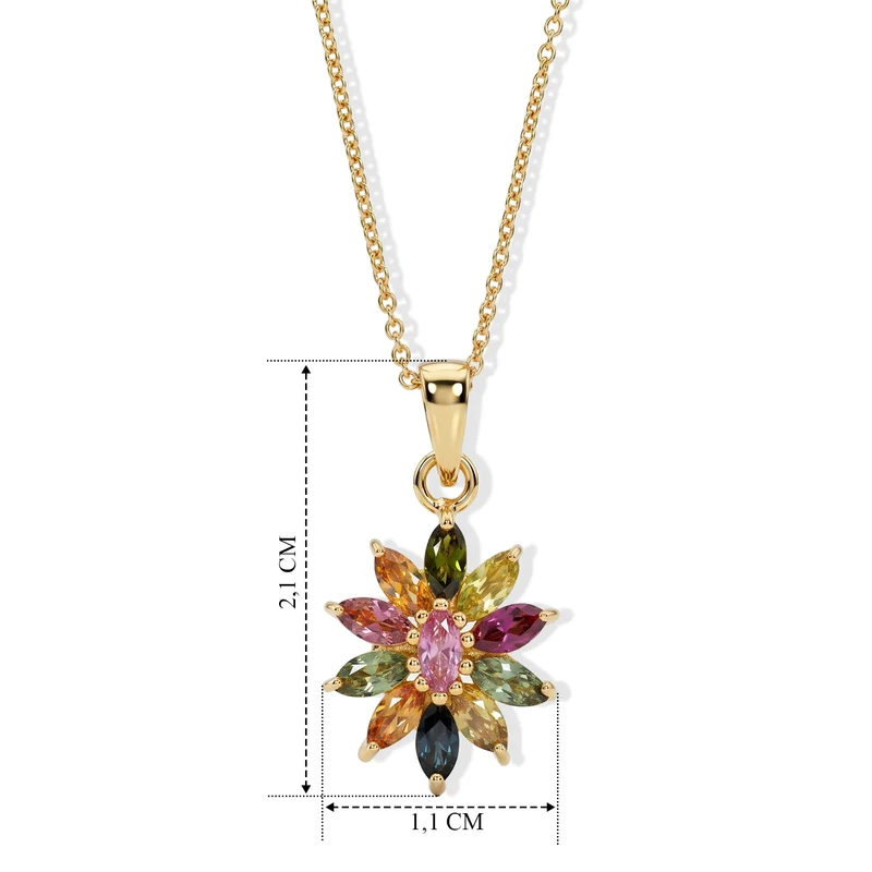 D'Joy AA Mehrfarbig-Turmalin Schmuckset ca. 50 cm 925 Silber Vergoldet ca. 0,85 ct.