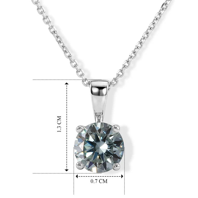 D'Joy Paraiba Moissanit Solitär Anhänger mit 45cm Kette, 925 Silber rhodiniert - 1,21 ct.