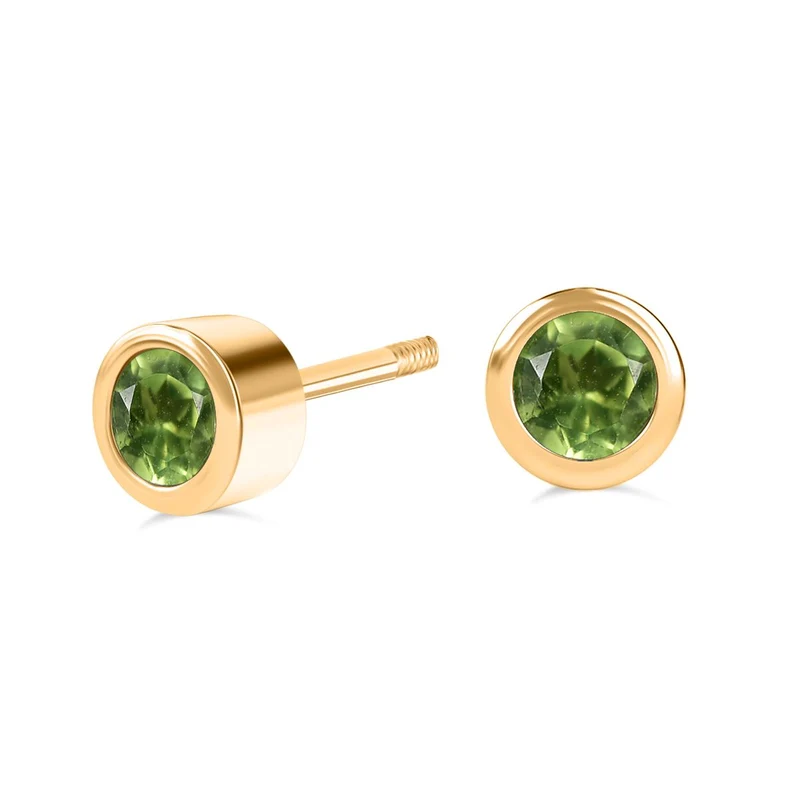 Natürlicher Peridot Ohrringe 925 Silber 750 Gelbgold Vermeil ca. 0.61 ct