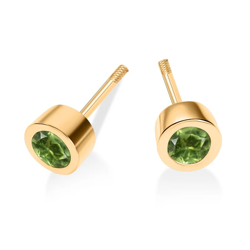 Natürlicher Peridot Ohrringe 925 Silber 750 Gelbgold Vermeil ca. 0.61 ct