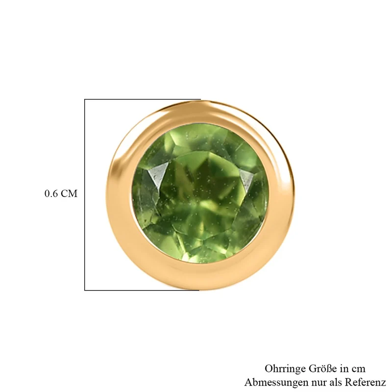 Natürlicher Peridot Ohrringe 925 Silber 750 Gelbgold Vermeil ca. 0.61 ct