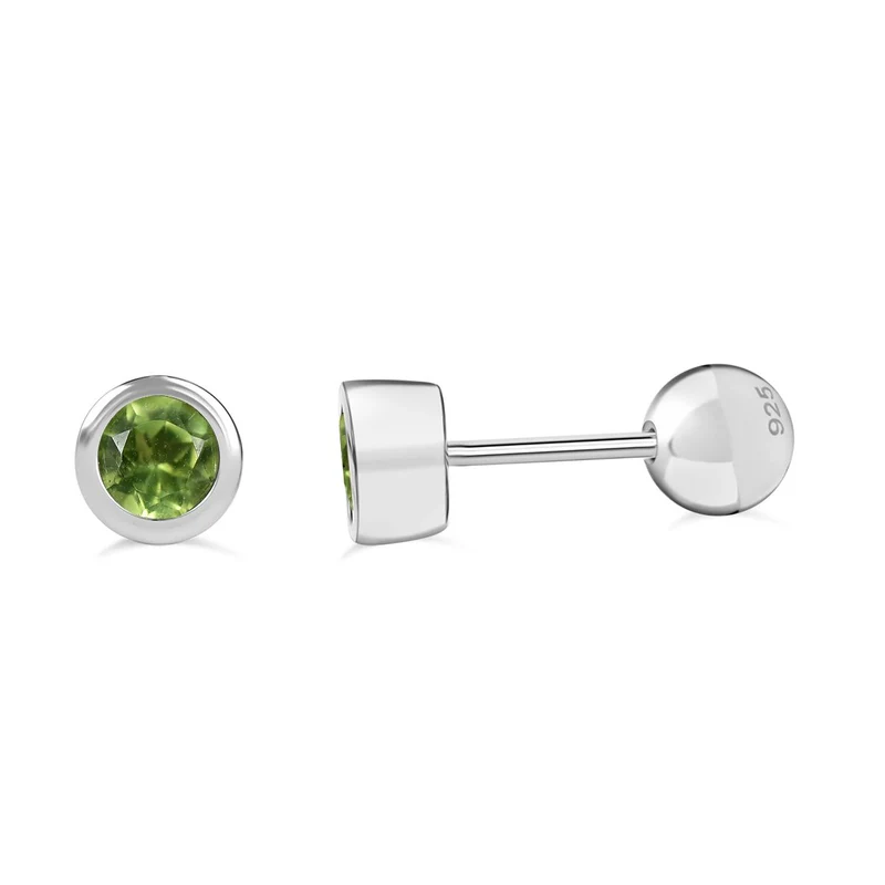 Natürlicher Peridot Ohrringe 925 Silber 750 Gelbgold Vermeil ca. 0.61 ct