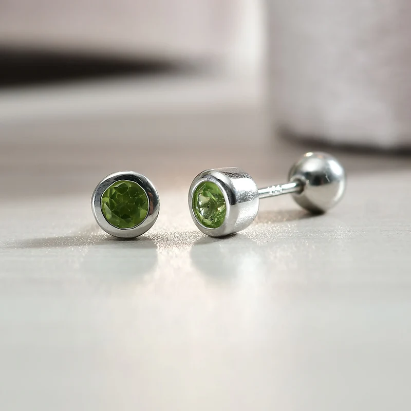 Natürlicher Peridot Ohrringe 925 Silber 750 Gelbgold Vermeil ca. 0.61 ct