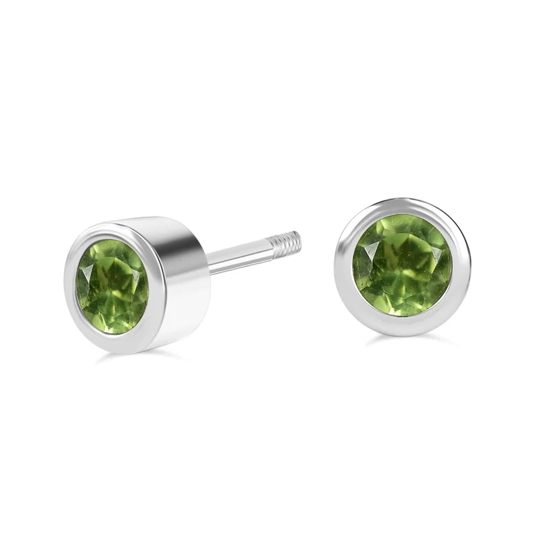 Natürlicher Peridot Ohrringe 925 Silber 750 Gelbgold Vermeil ca. 0.61 ct