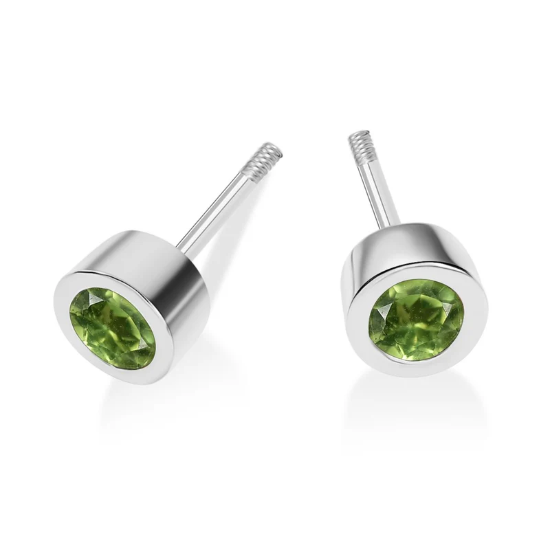 Natürlicher Peridot Ohrringe 925 Silber 750 Gelbgold Vermeil ca. 0.61 ct