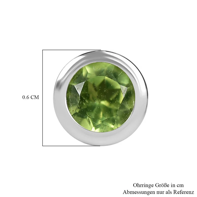 Natürlicher Peridot Ohrringe 925 Silber 750 Gelbgold Vermeil ca. 0.61 ct