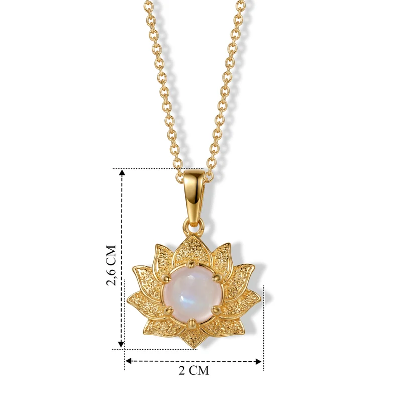 EVER TRUE Regenbogen Mondstein Anhänger mit Kette, ca. 50 cm ca. 2.22 ct