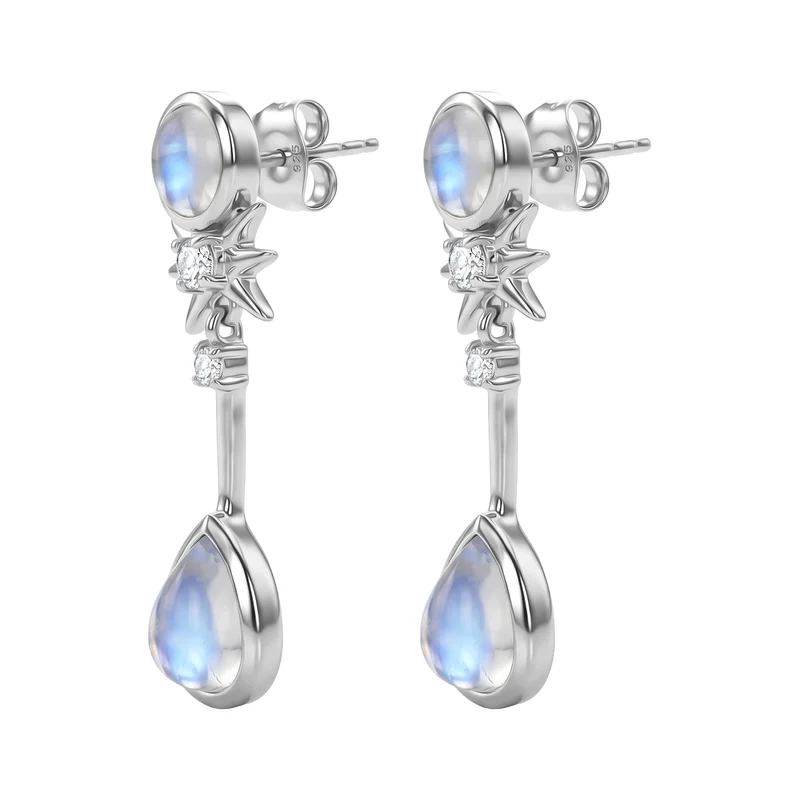 EVER TRUE Regenbogen Mondstein Ohrringe 950 Kupfer ca. 6,07 ct.