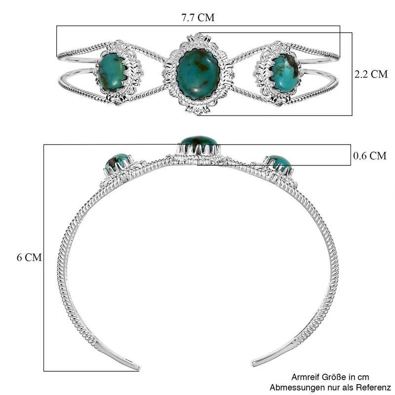 Sierra Nevada Türkis Armreif ca. 19 cm 925 Silber ca. 8.89 ct
