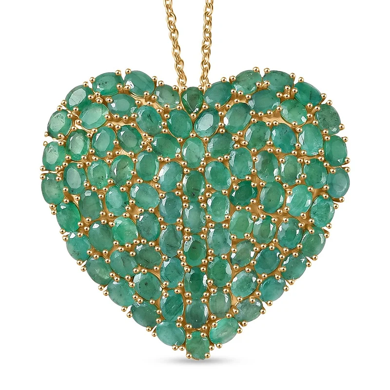 D'Joy Socoto Smaragd Anhänger mit Kette, ca. 45 cm 925 Silber 750 Gelbgold Vermeil ca. 14.00 ct