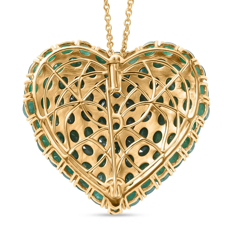 D'Joy Socoto Smaragd Anhänger mit Kette, ca. 45 cm 925 Silber 750 Gelbgold Vermeil ca. 14.00 ct