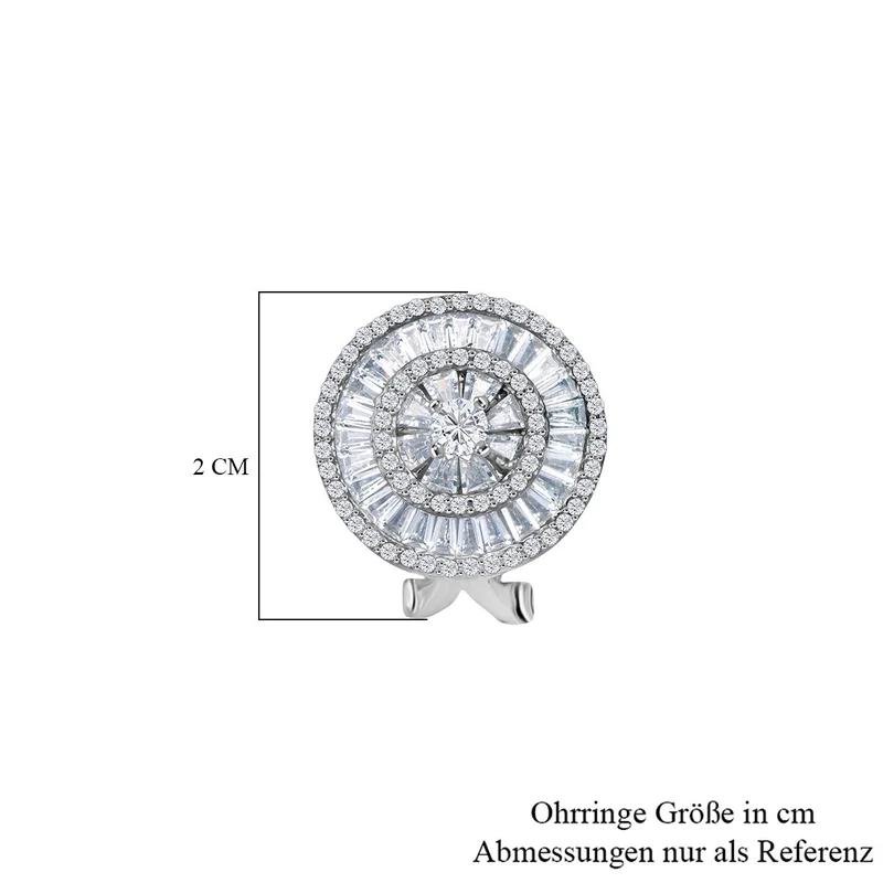 Lustro Stella Weißer Zirkonia Ohrringe 925 Silber rhodiniert