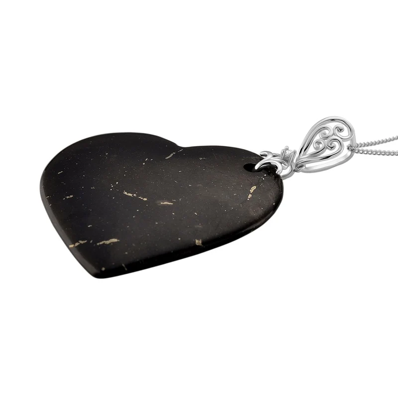 D'Joy Shungit, Weißer Zirkon Schmuckset ca. 45 cm 925 Silber rhodiniert ca. 66,10 ct.