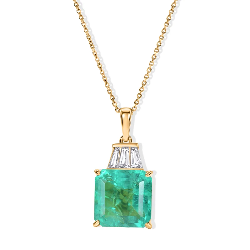 D'Joy Smaragd-Quarz Triplette, Weißer Topas Schmuckset ca. 50 cm 925 Silber 750 Gelbgold vermeil ca. 9.21 ct