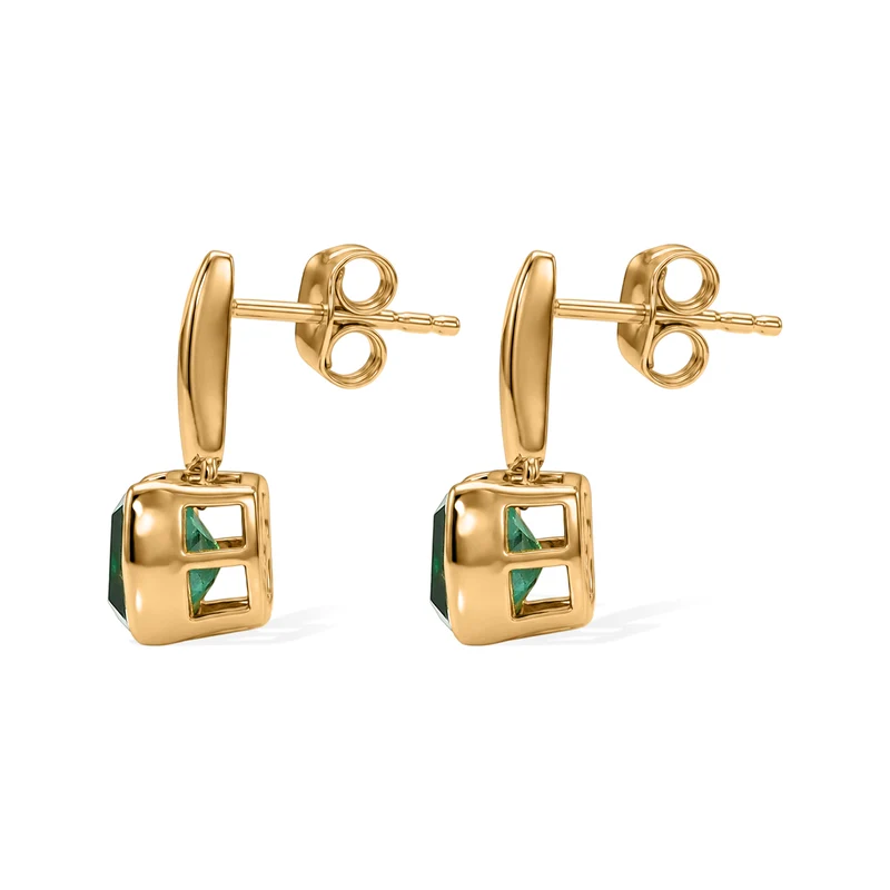D'Joy Smaragd-Quarz Triplette Ohrringe 925 Silber Gold ca. 3.70 ct
