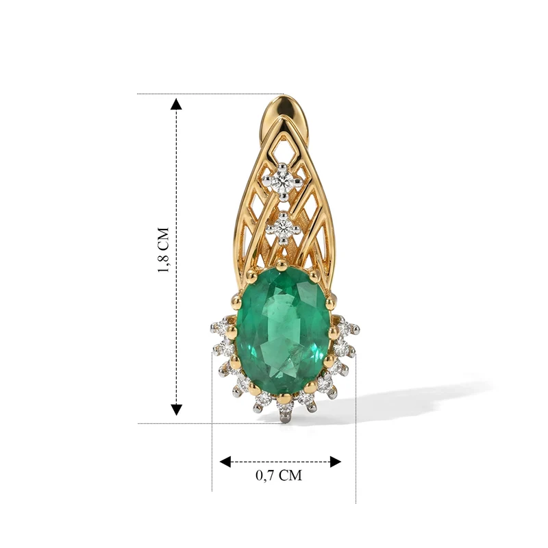 D'Joy Smaragd Triplett Quarz und Zirkon Ohrringe, 925 Silber in Goldton - 2,23 ct.