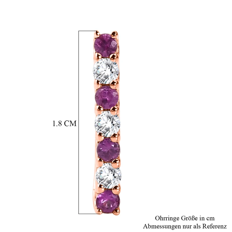 D'Joy Rosa Saphir und Moissanit Ohrringe, 925 Silber 750 Roségold Vermeil - 0,89 ct.