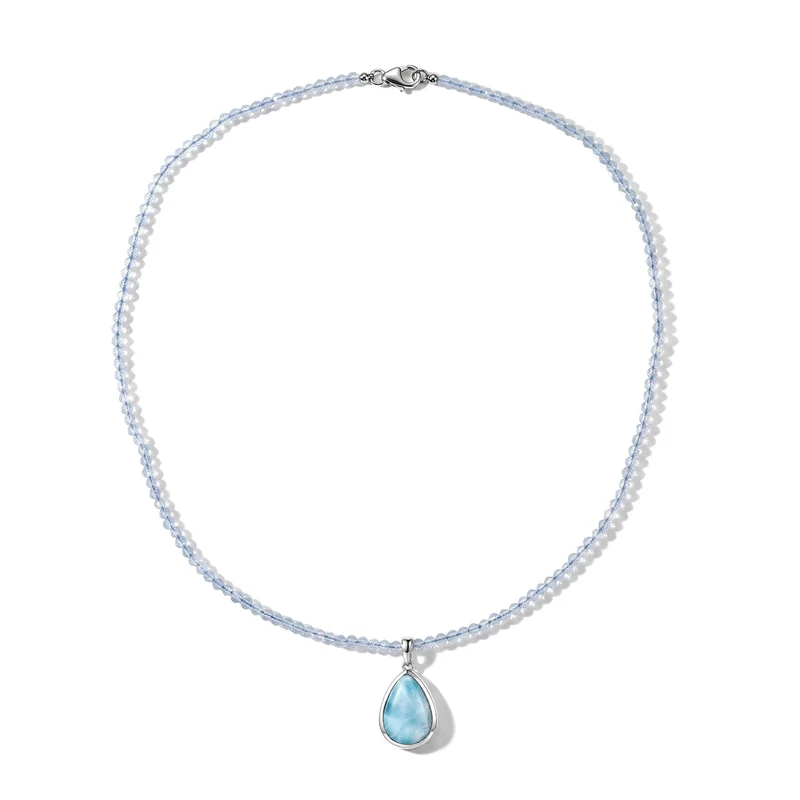 D'Joy AAA Larimar, Aquamarin Schmuckset ca. 45 cm 925 Silber Rhodiniert ca. 37.58 ct