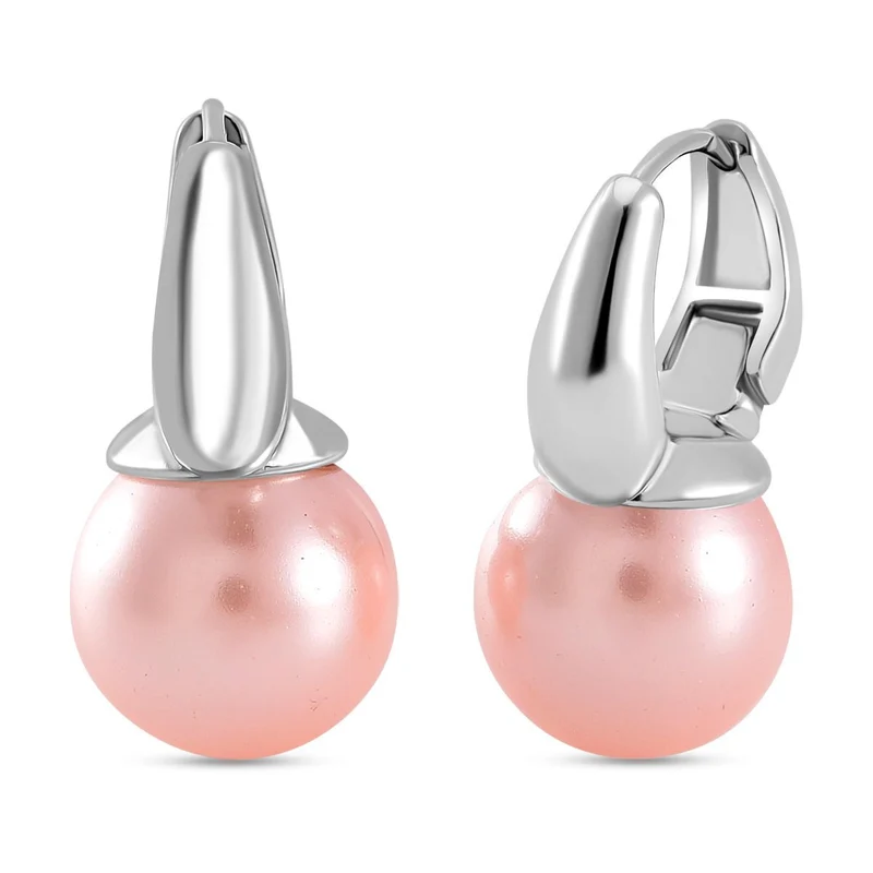 Rosa Muschelkernperle Ohrringe, Messing