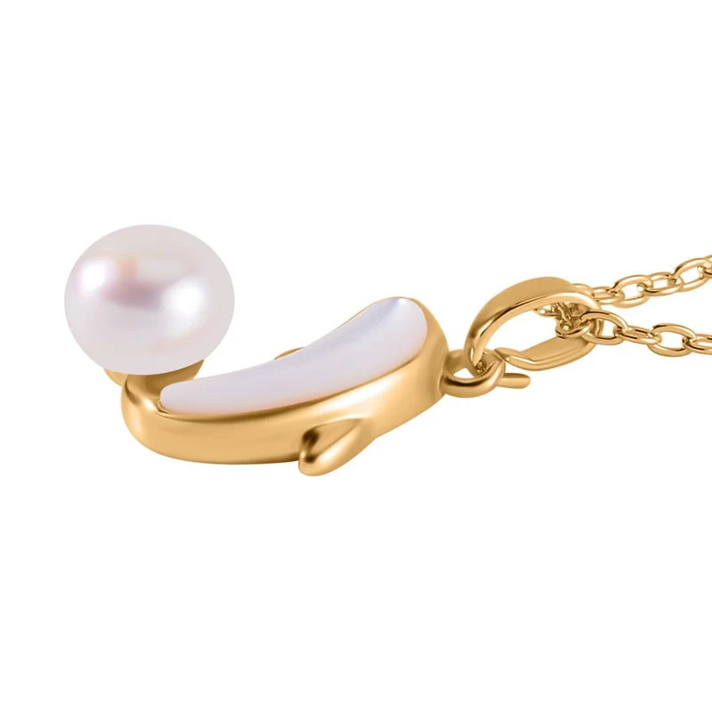 Süßwasser Perle, Weißes Perlmutt Schmuckset Reines Messing