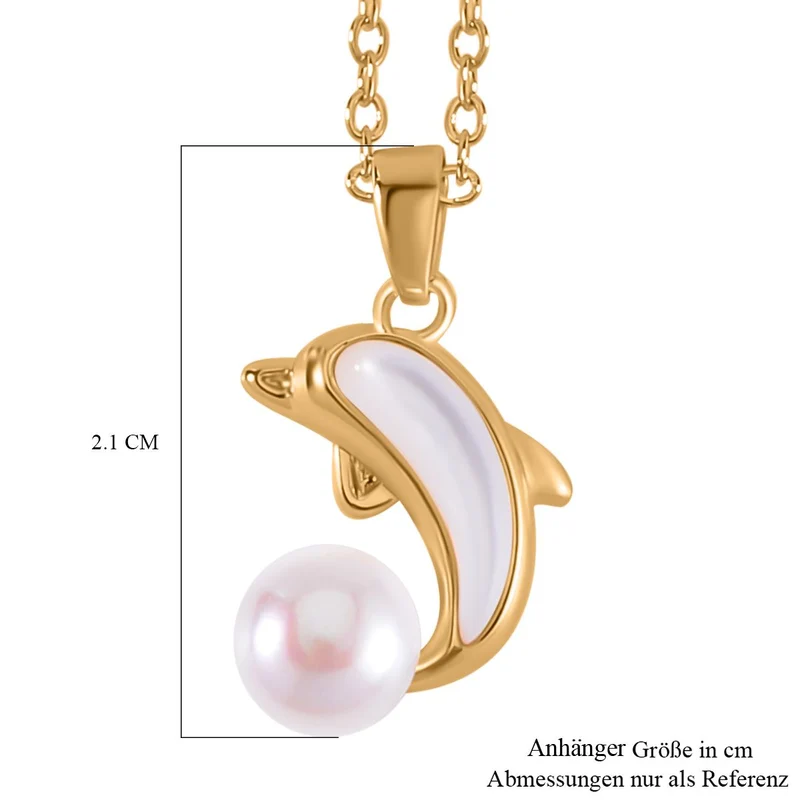 Süßwasser Perle, Weißes Perlmutt Schmuckset Reines Messing