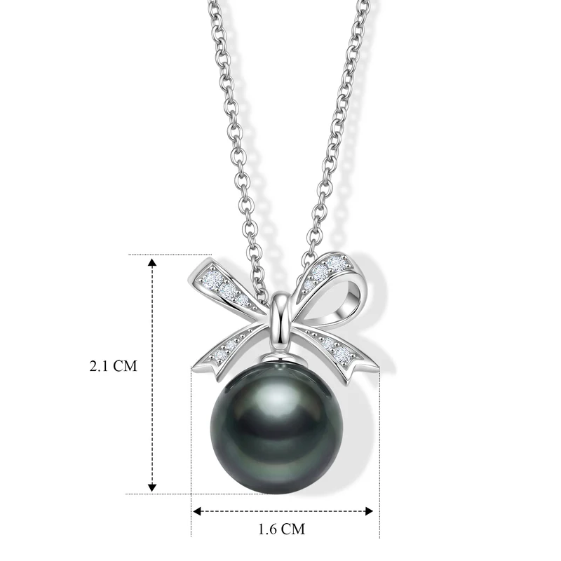 D'Joy Tahiti Perle und Moissanit Anhänger mit 45cm Kette, 925 Silber rhodiniert