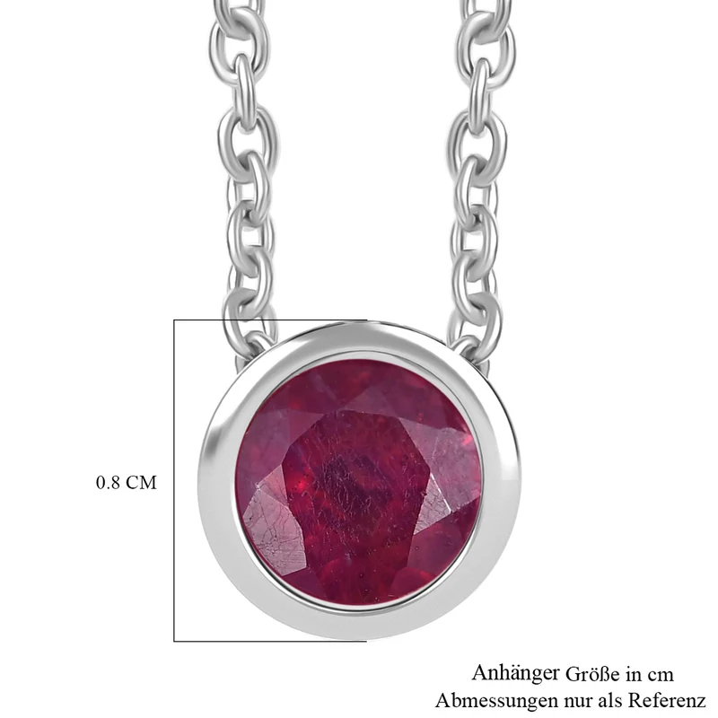D'Joy Afrikanischer Rubin (Fissure gefüllt) Schmuckset ca. 50 cm 925 Silber platiniert und Edelstahl platiniert ca. 1.29 ct