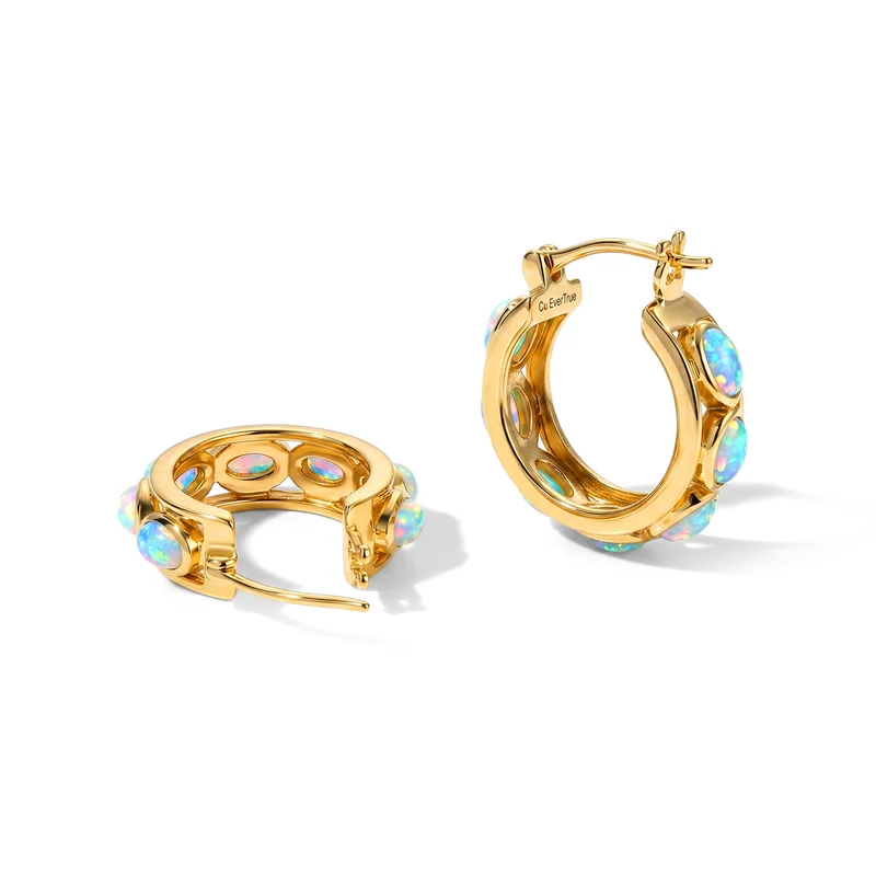 EVER TRUE AA Natürlicher, äthiopischer Welo Opal Ohrringe 950 Kupfer ca. 2.44 ct