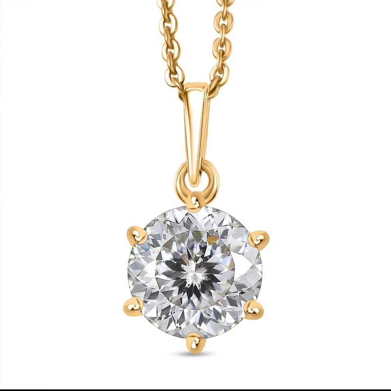 D'Joy 161 Facettiert Moissanit Schmuckset ca. 50 cm 925 Silber 750 Gelbgold Vermeil ca. 1.38 ct
